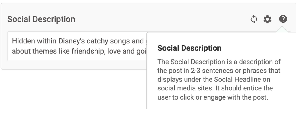 optimizer in action to help write social descriptions
