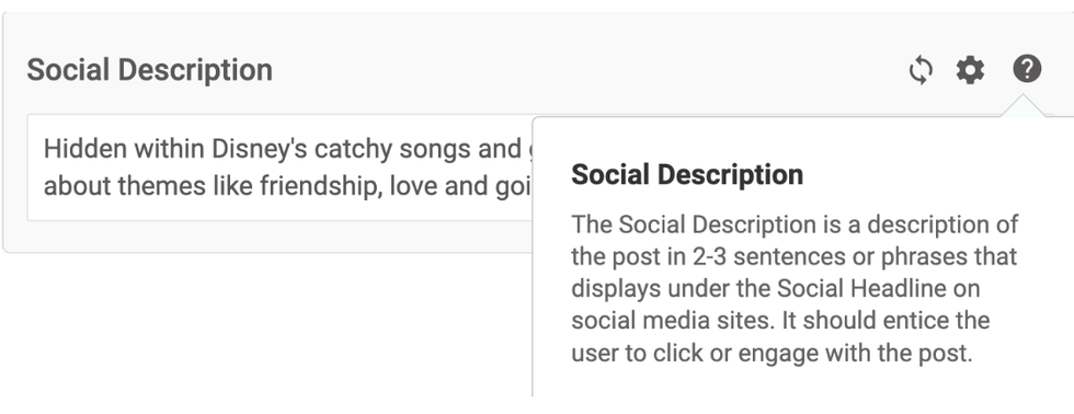 optimizer in action to help write social descriptions