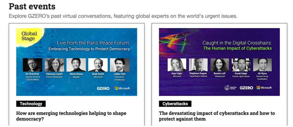 Past events module on GZERO Media Events page