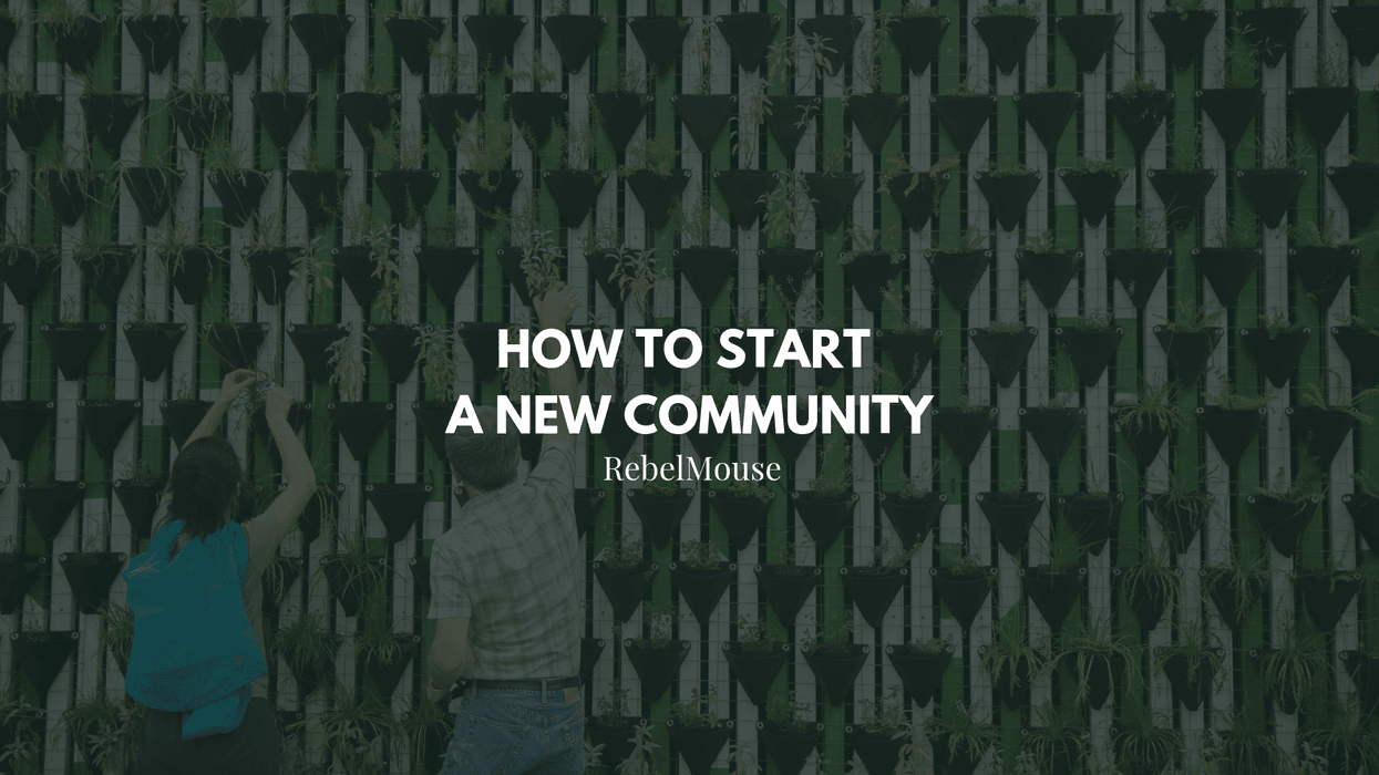 People tending a vertical garden with text "How to Start a New Community".