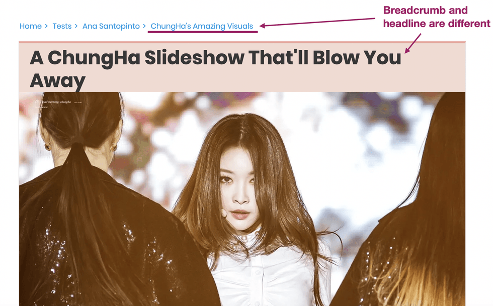 Performer on stage with two dancers, heading: "A ChungHa Slideshow That'll Blow You Away".
