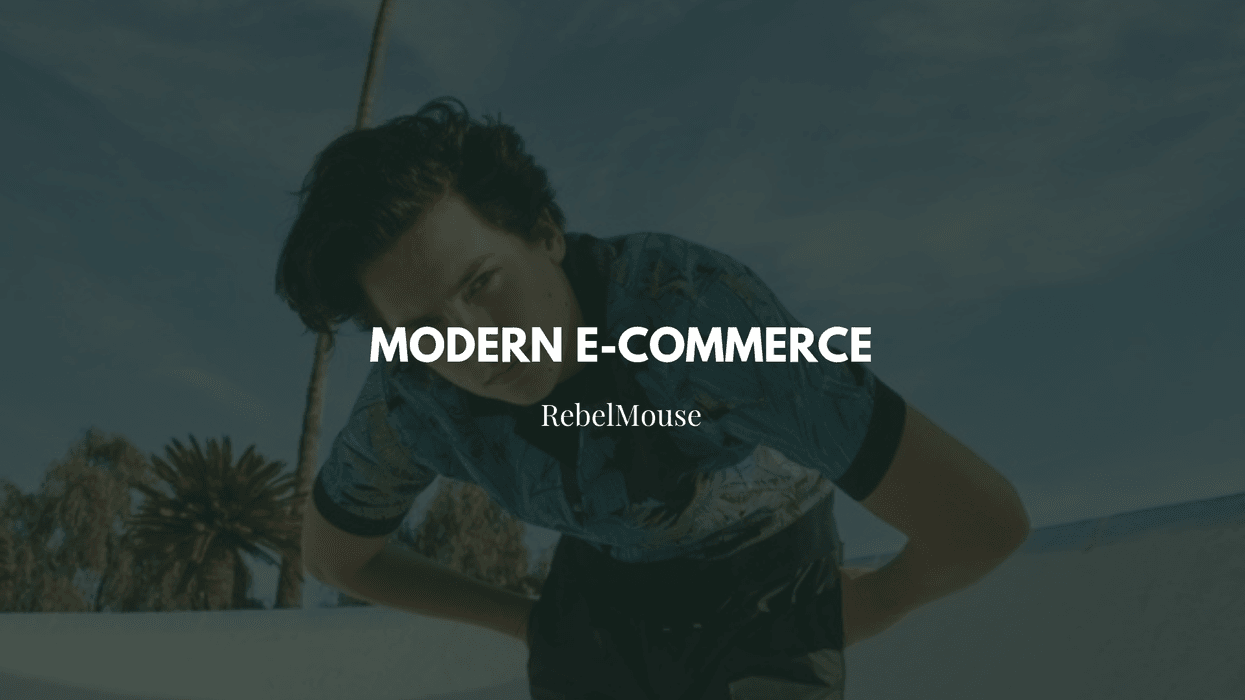 Person outdoors with "Modern E-commerce" text overlay.