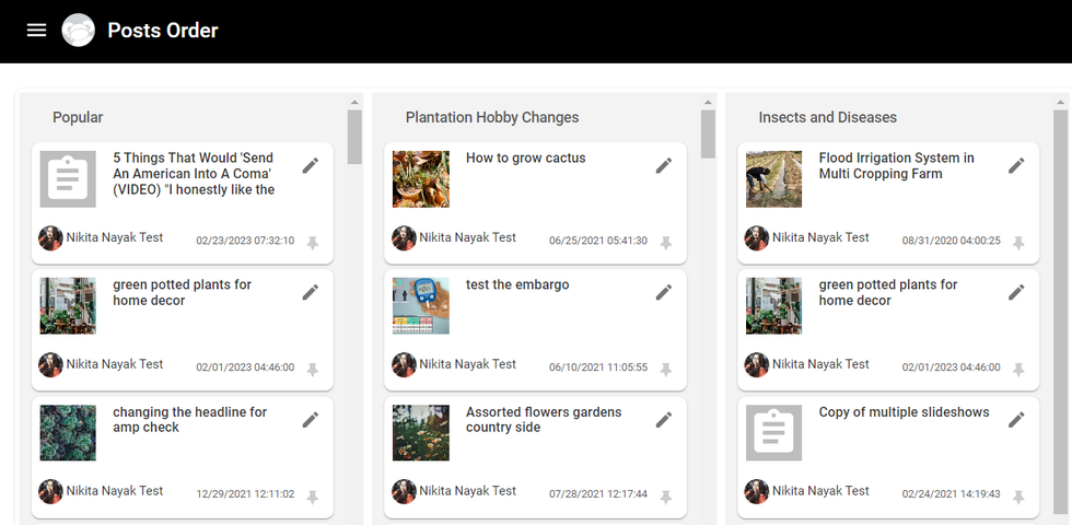 posts order dashboard to see content by section at rebelmouse