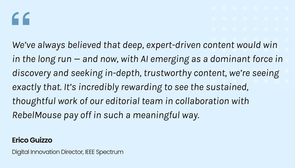 quote by Erico Guizzo on AI enhancing discovery of expert-driven content, with RebelMouse