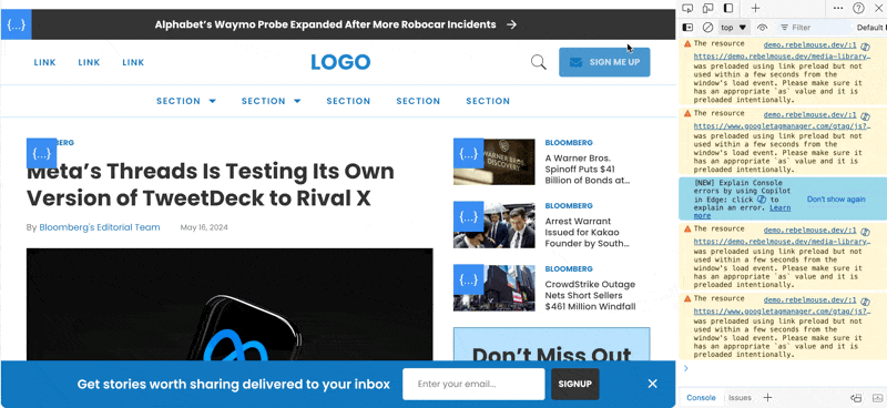 RebelMouse Chrome Extension - default panel