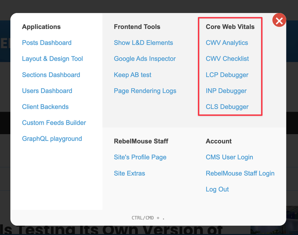 RebelMouse Chrome Extension \u2014 Core Web Vitals