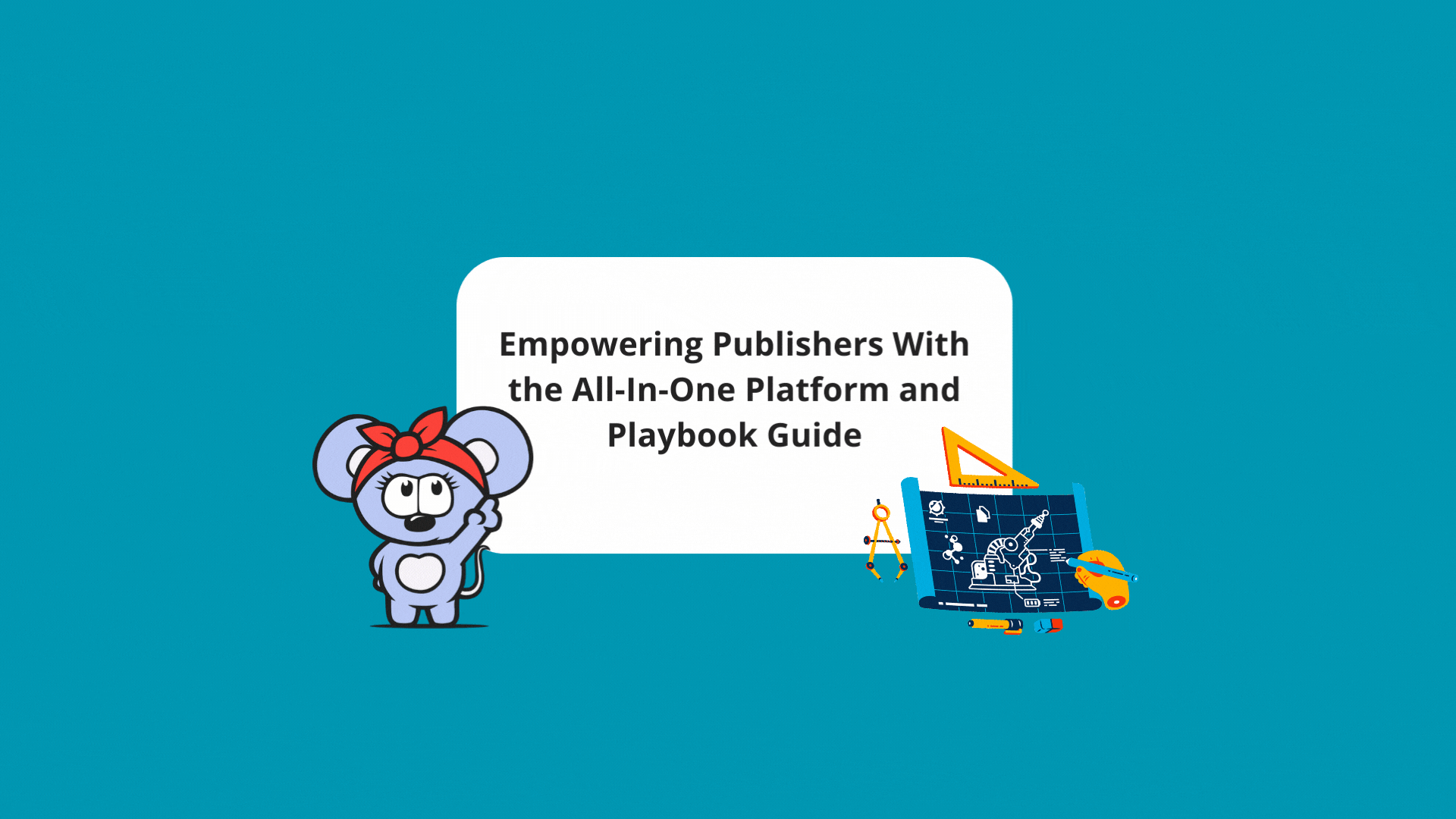RebelMouse logo directs to article on empowering publishers with platform and playbook guide, accompanied by blueprint GIF