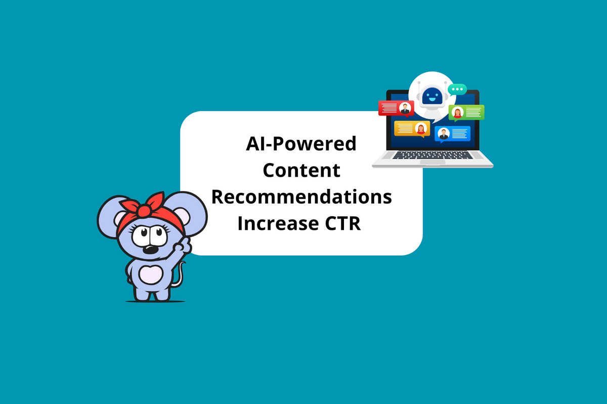 RebelMouse logo pointing to AI-powered content recommendations article