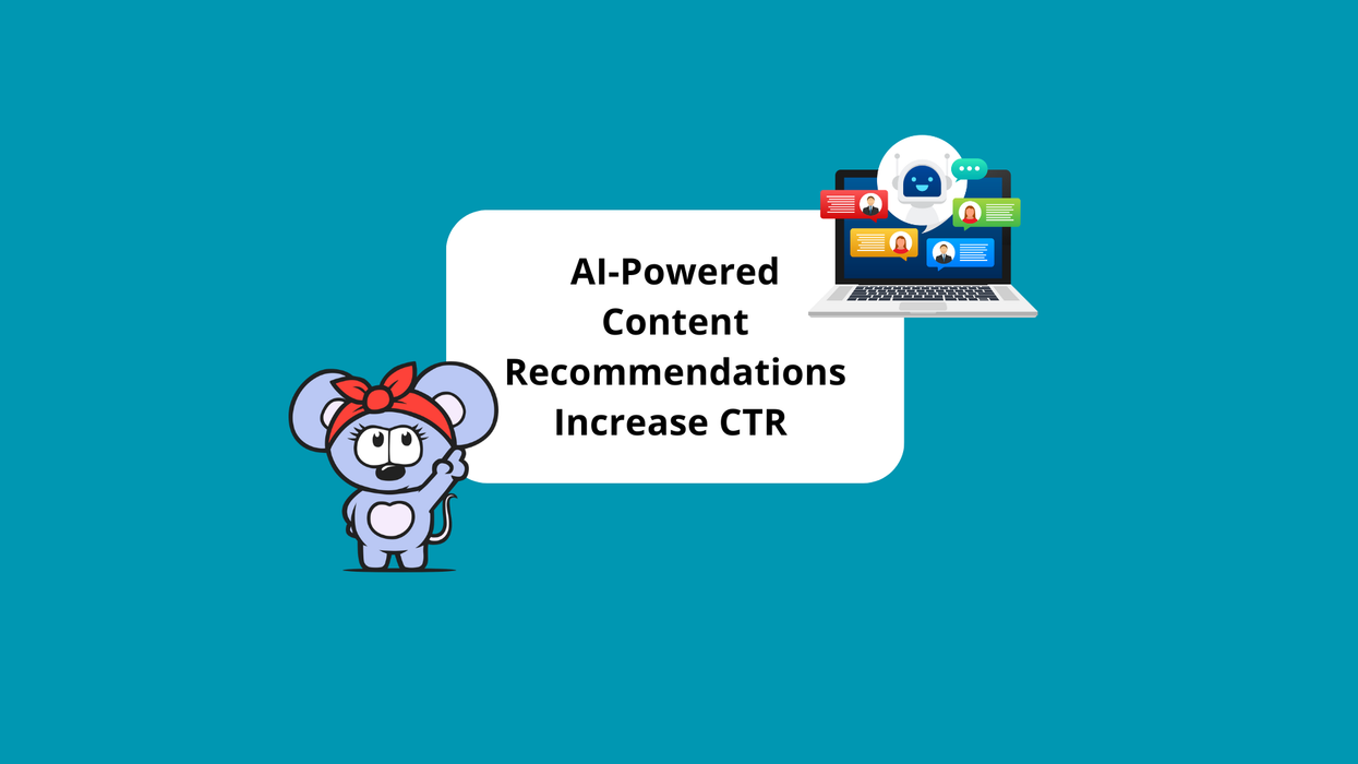 RebelMouse logo pointing to AI-powered content recommendations article