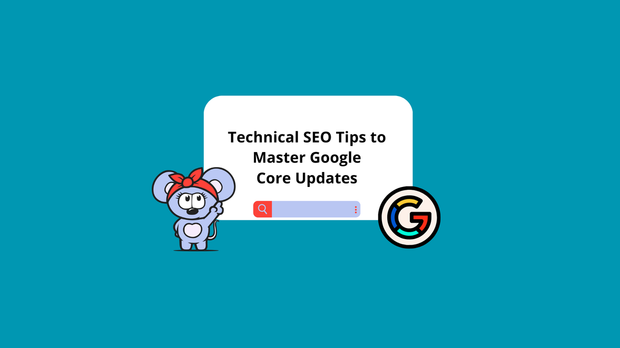 RebelMouse logo pointing to technical SEO tips with Google symbol