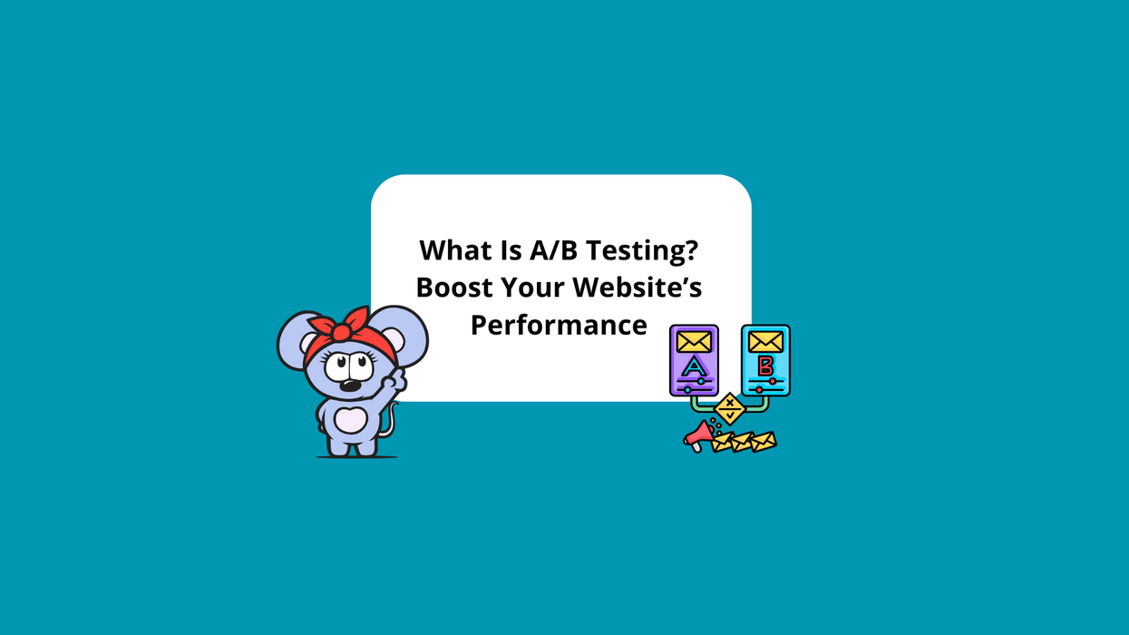RebelMouse logo pointing to title next to A/B testing icon