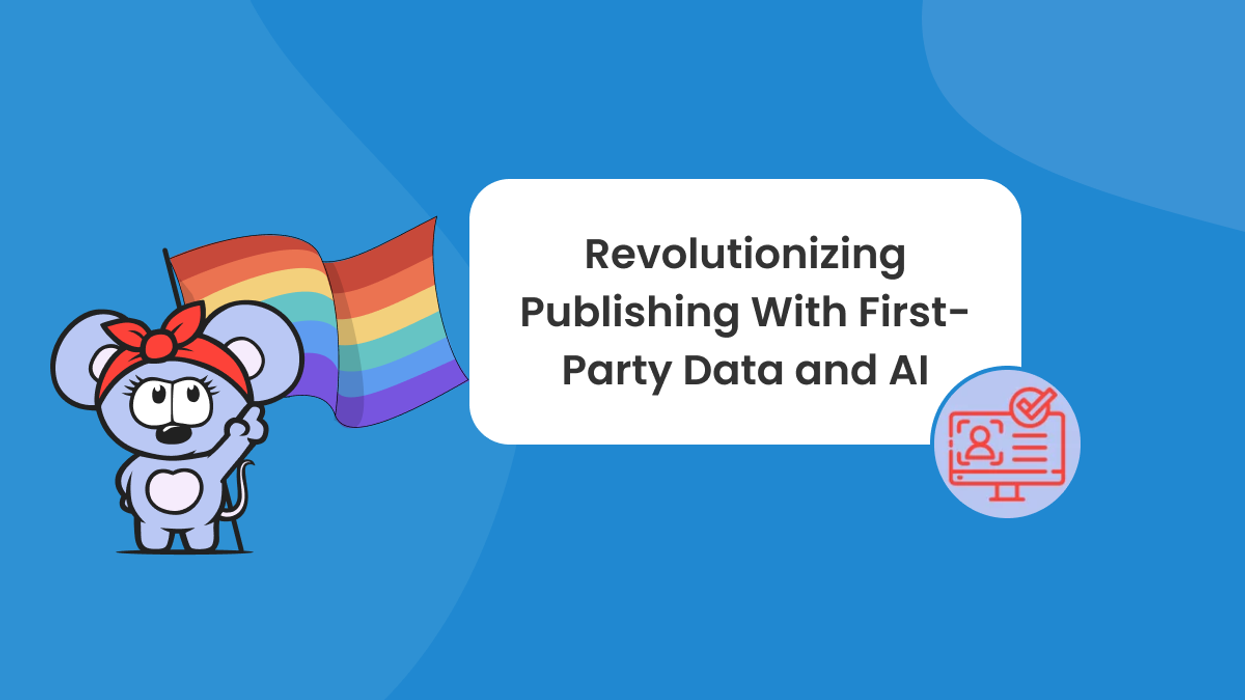 RebelMouse logo with red headband holding pride flag points to title with icon next to it