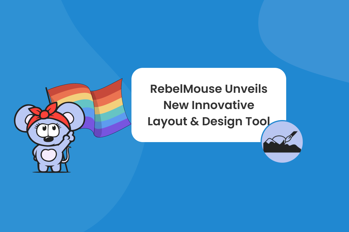 RebelMouse logo with red headband holding pride flag points to title with painting icon next to it