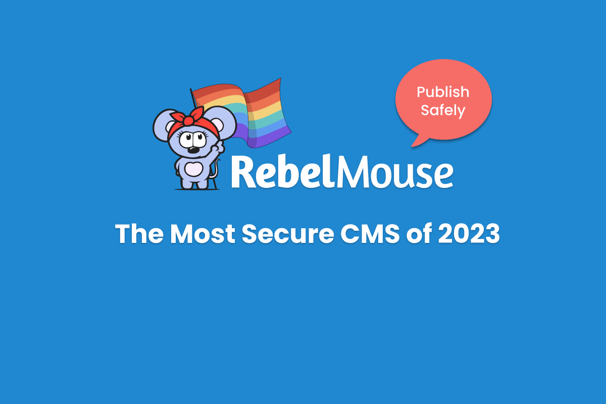   RebelMouse logo with red headband holding pride flag points to title with public safety icon next to it