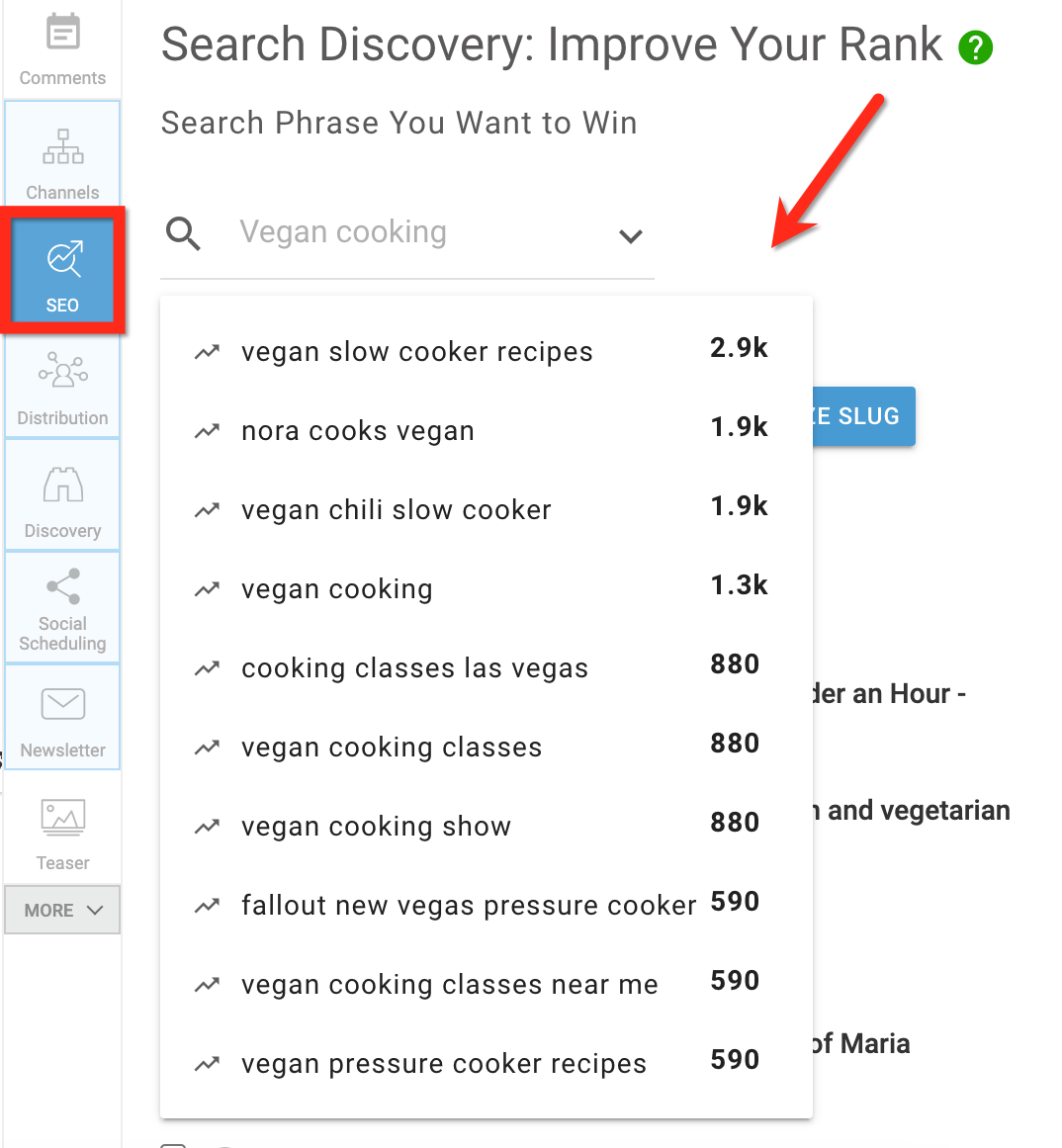 RebelMouse provides real-time search volume data from its Entry Editor