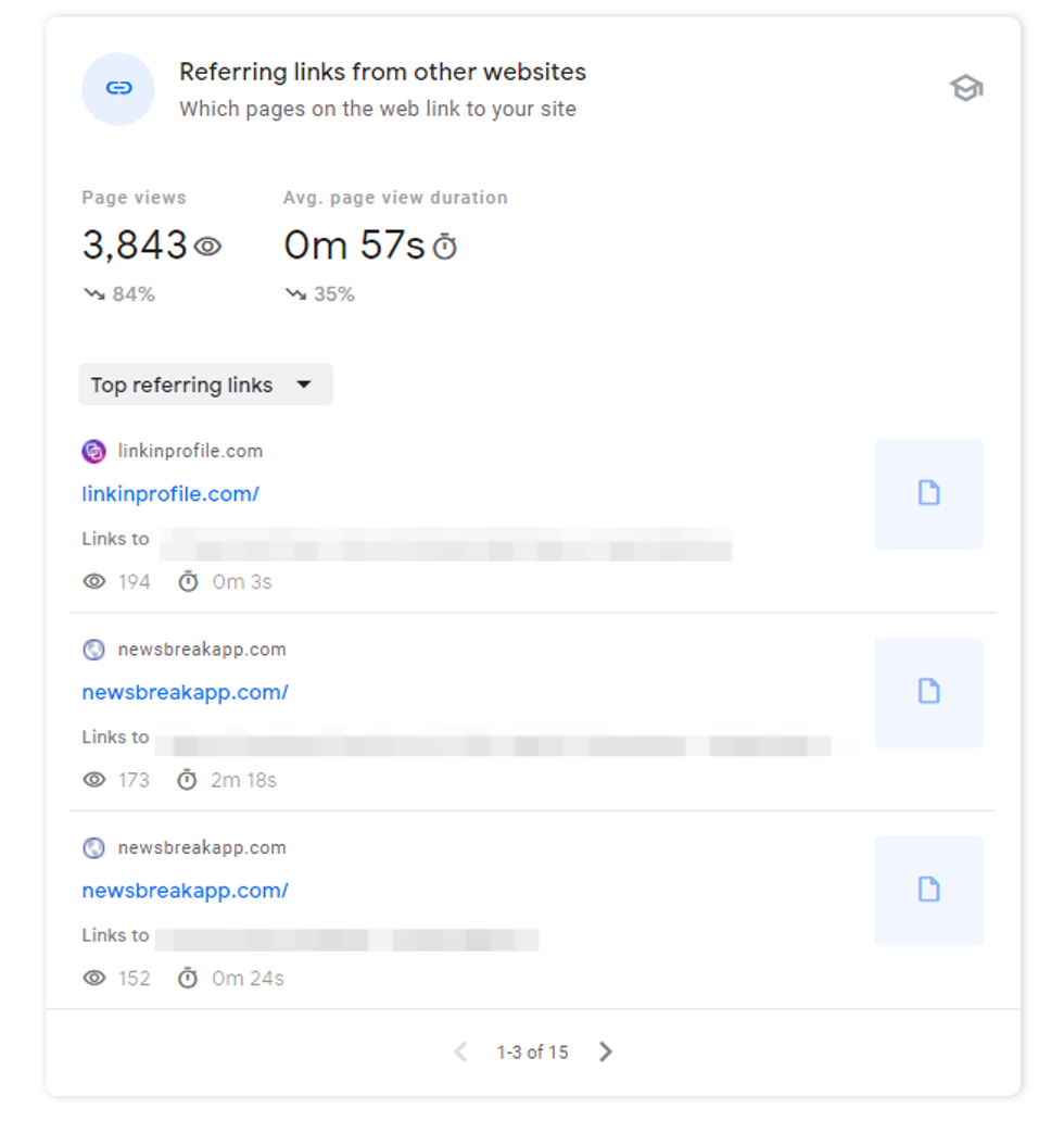 referring links from other websites google search console