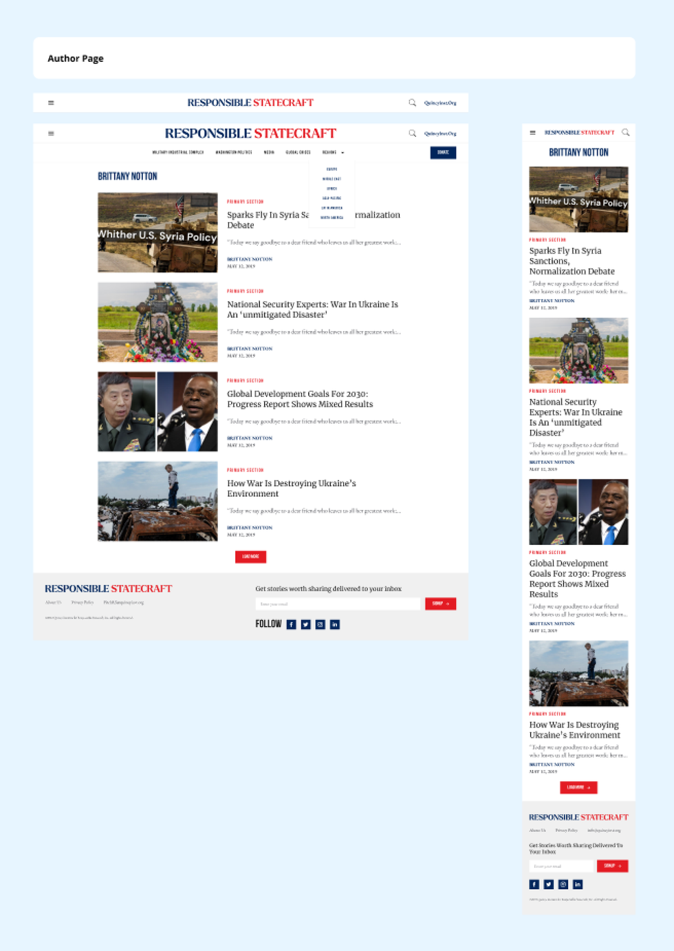 Responsible Statecraft website design in Figma