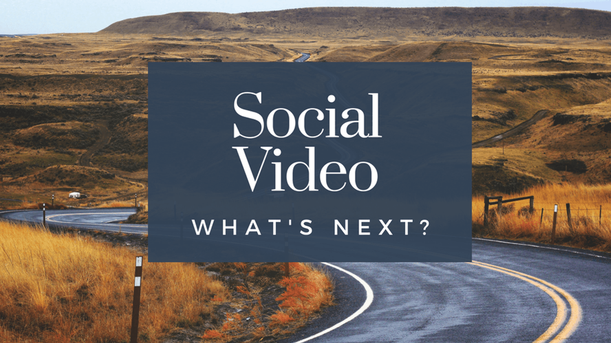 Rural road with text "Social Video: What's Next?" overlaid on the image.