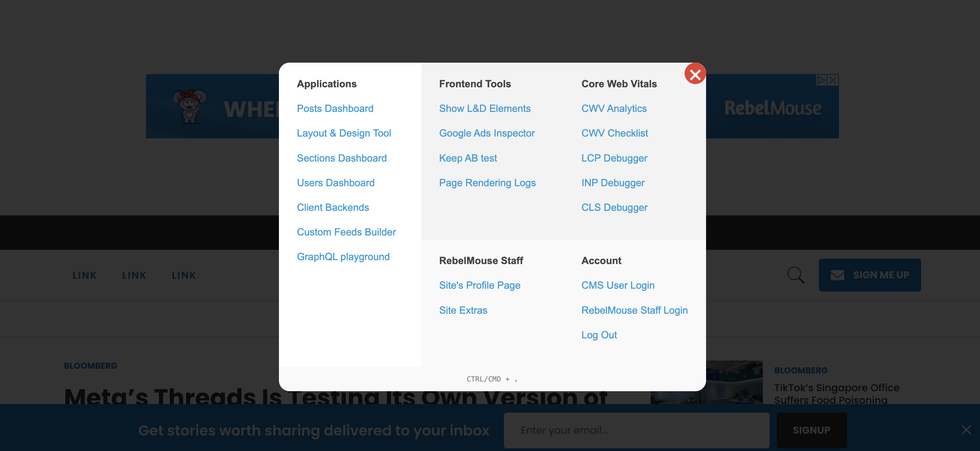 Screenshot of RebelMouse Chrome Extension