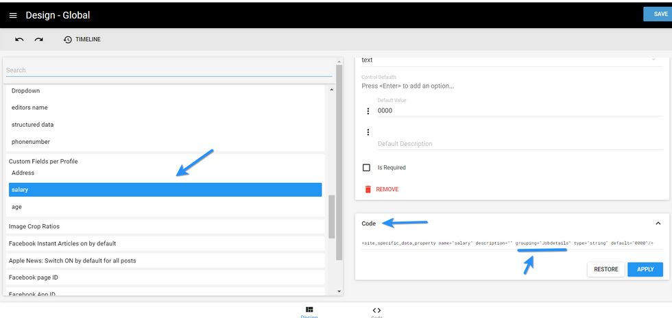 Screenshot of where the Custom Fields per user can be changed on the Global settings of L&D