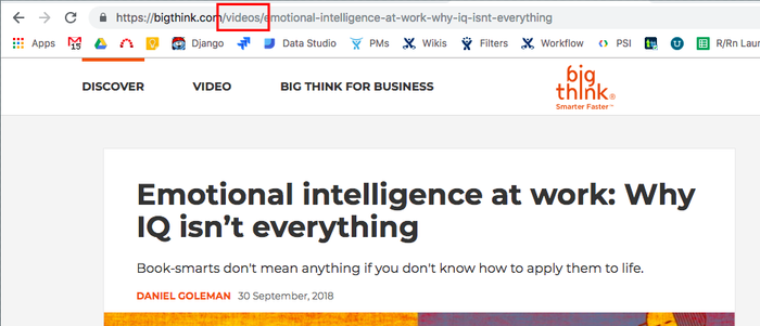 Screenshot showing a URL that includes a section