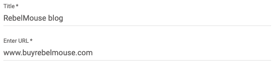 screenshot showing the fields for a section's title and URL