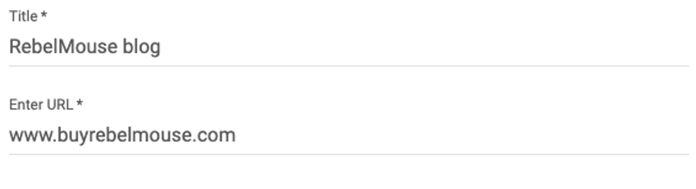 screenshot showing the fields for a section's title and URL