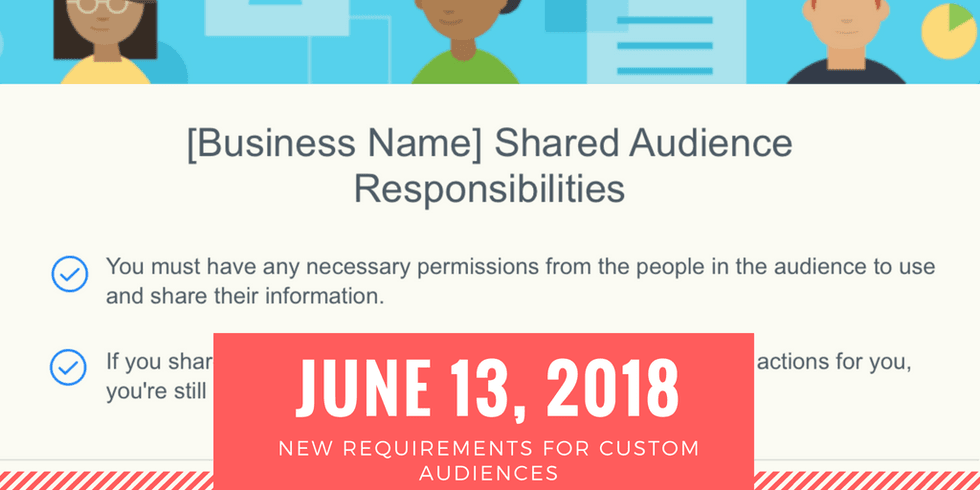 Shared audience responsibilities notice, June 13, 2018, new custom audience requirements.