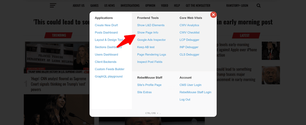Show Page Info - RebelMouse Chrome Extension