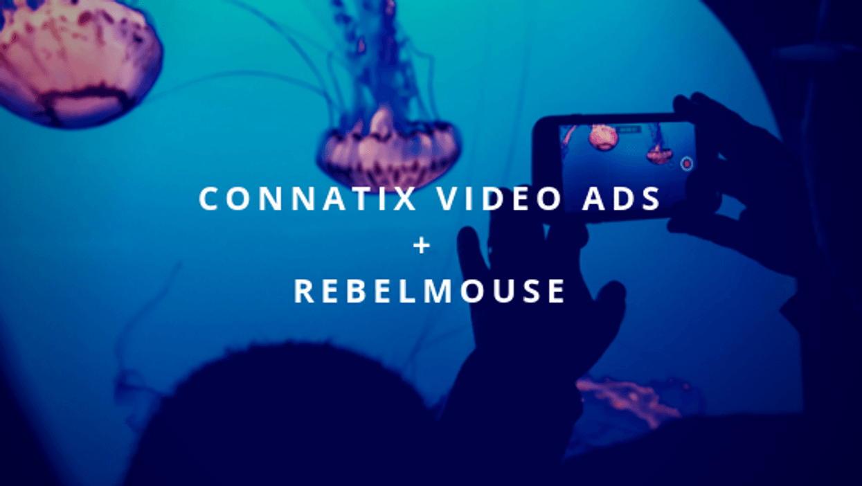 Silhouette photographing jellyfish with "Connatix Video Ads + RebelMouse" text.