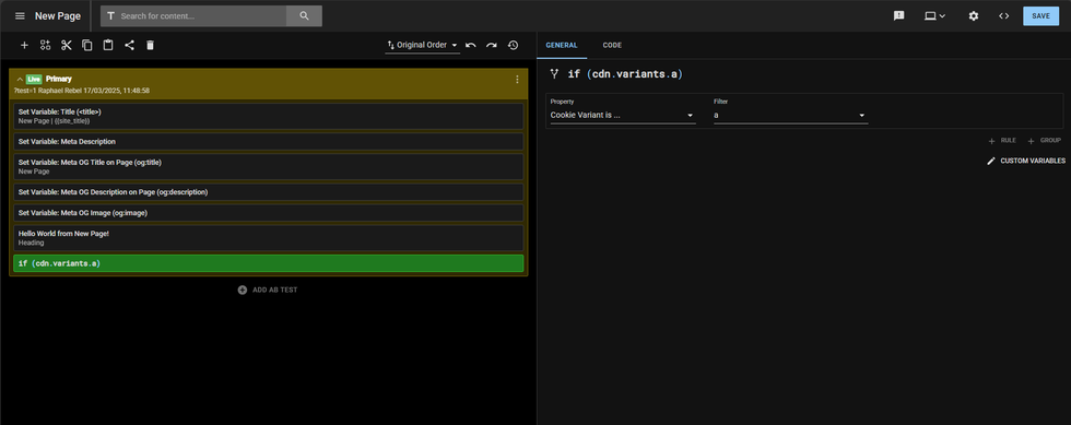 Single Conditional element configured based on Cookies