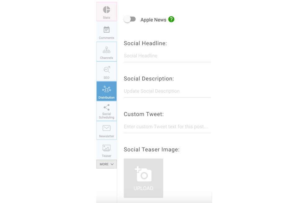 social media distribution tab on rebelmouse