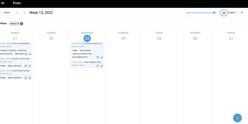 Stacked view of the calendar