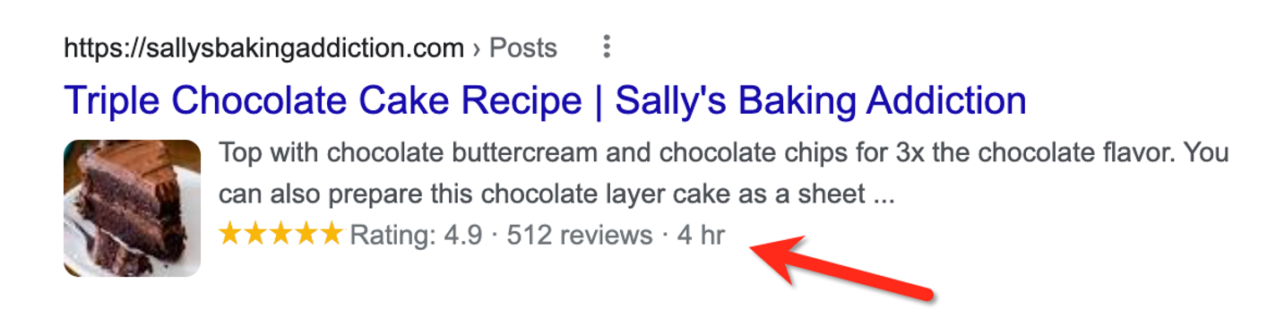 structured data populates information for Google snippets