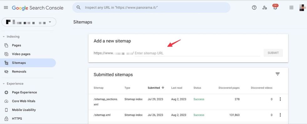 submitting a sitemap to Google News in Google Search Console