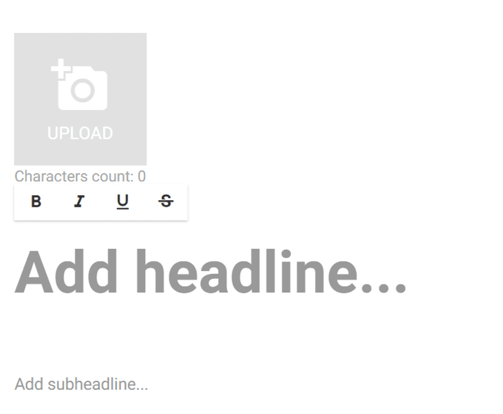 Template for creating a headline with text formatting options.
