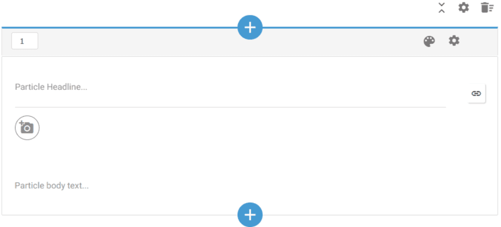 Template interface for writing, including fields for headline, image, and body text.