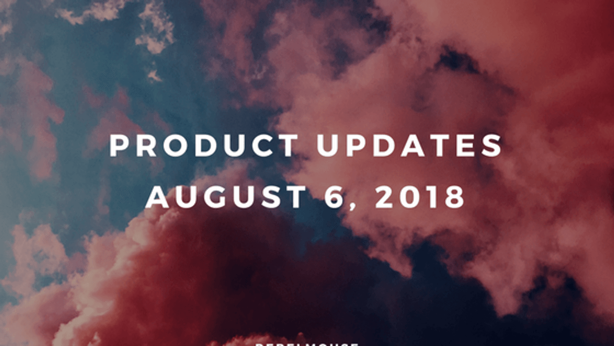 Text: "Product Updates August 6, 2018" on a cloudy sky background.