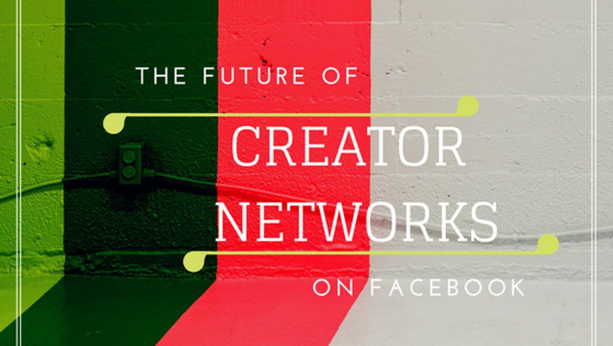 Text: "The Future of Creator Networks on Facebook" on colorful wall background.