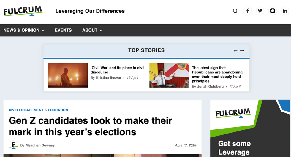 the fulcrum home page with top stories recirculation unit