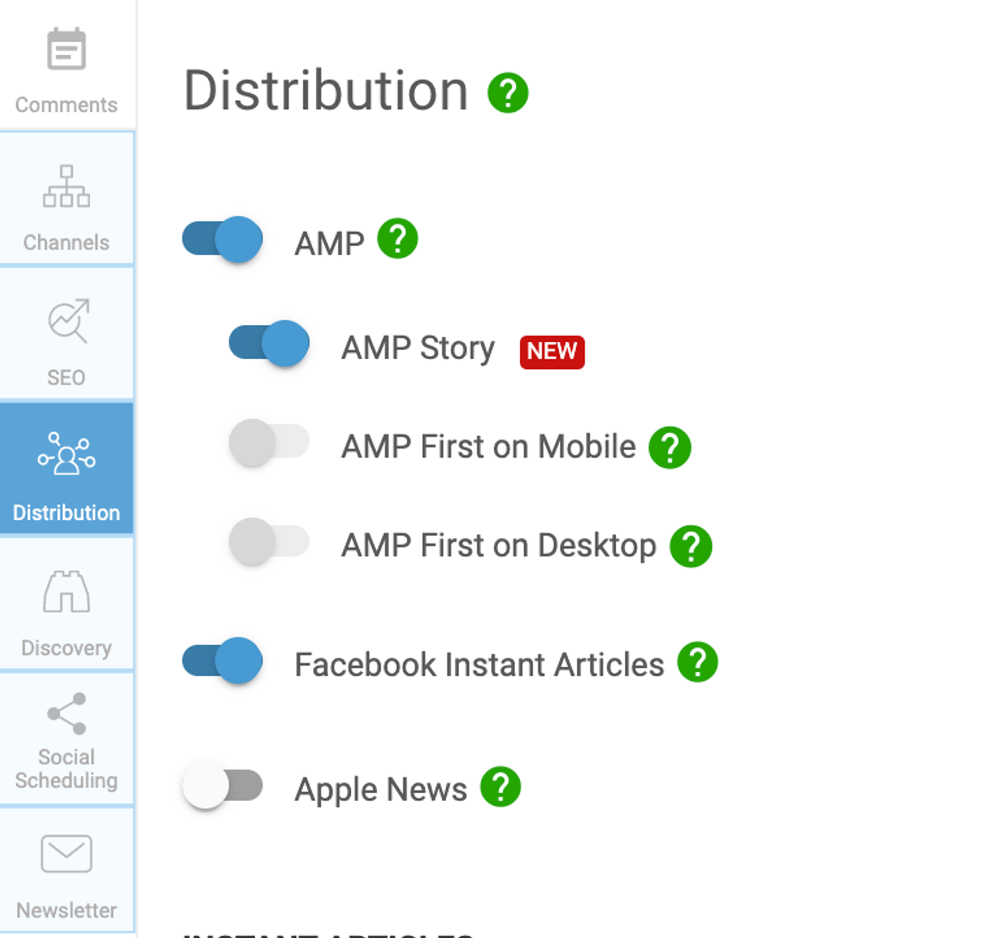 toggle on AMP configuration