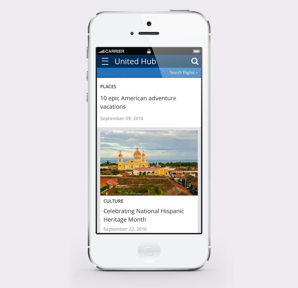 United Hub on a mobile device.