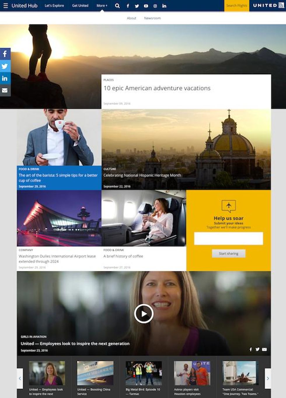United Hub's home page on RebelMouse.