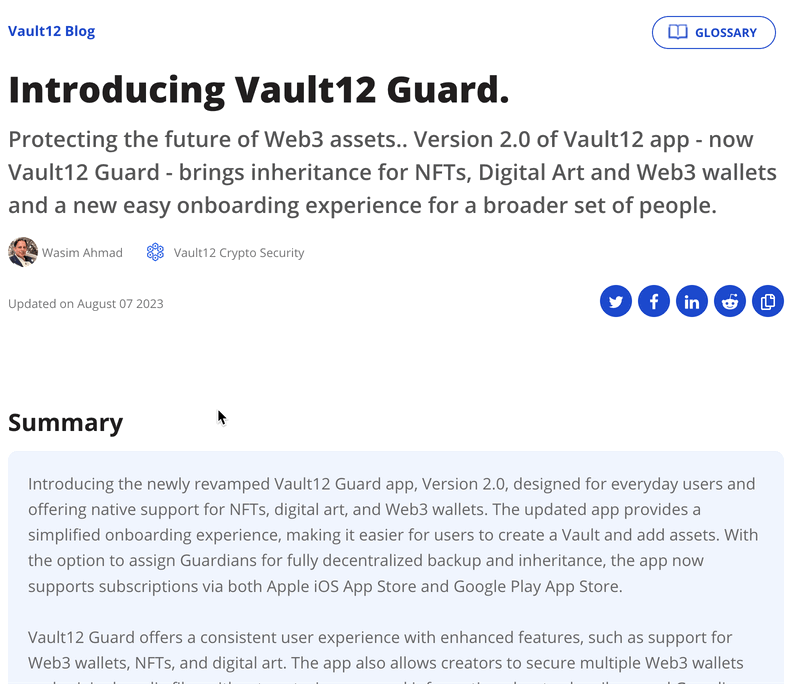Vault12 Author Structured Data